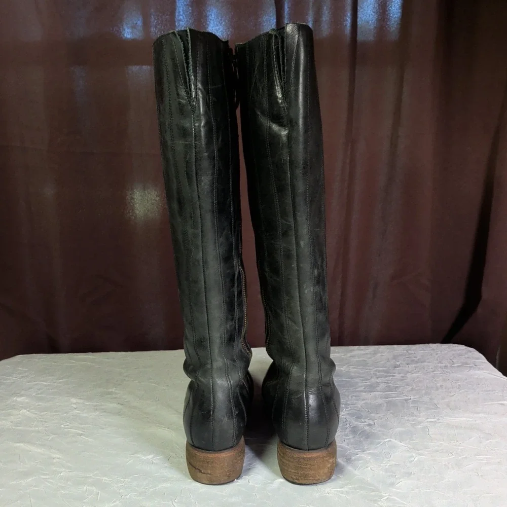 OluKai Kumukahi Tall Boots Womens Size 10 Black Leather Knee High Riding 20227